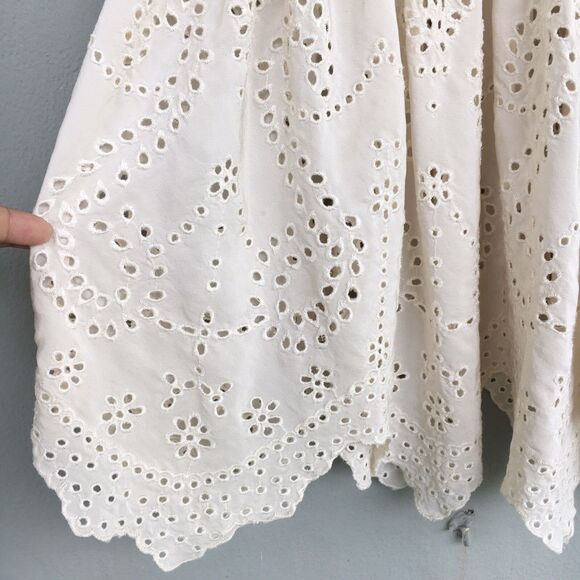 Ulla Johnson Silk Midi Dress Women 2 Cream Eyelet Lace Embroidered Boho Romantic - Picture 7 of 16